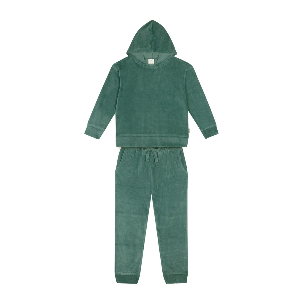 Enamel Blue Velvet Sweatshirt Set 100% Bio-Baumwolle - WikoBaby