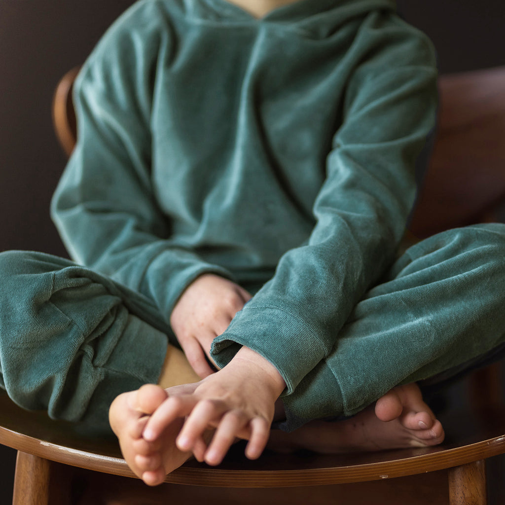 Enamel Blue Velvet Sweatshirt Set 100% Bio-Baumwolle - WikoBaby