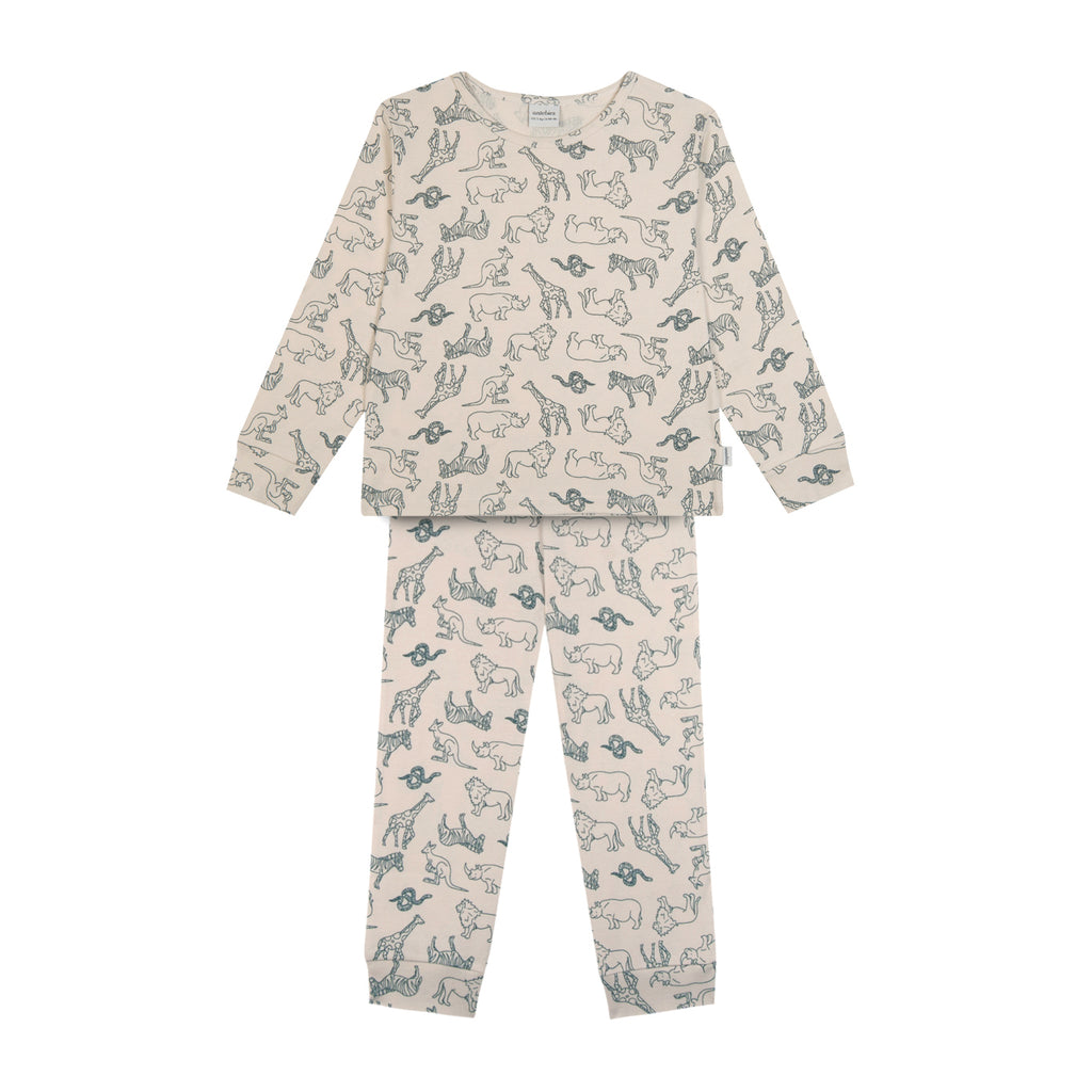 Animal Kingdom Rib Pyjama 100% Bio-Baumwolle - WikoBaby