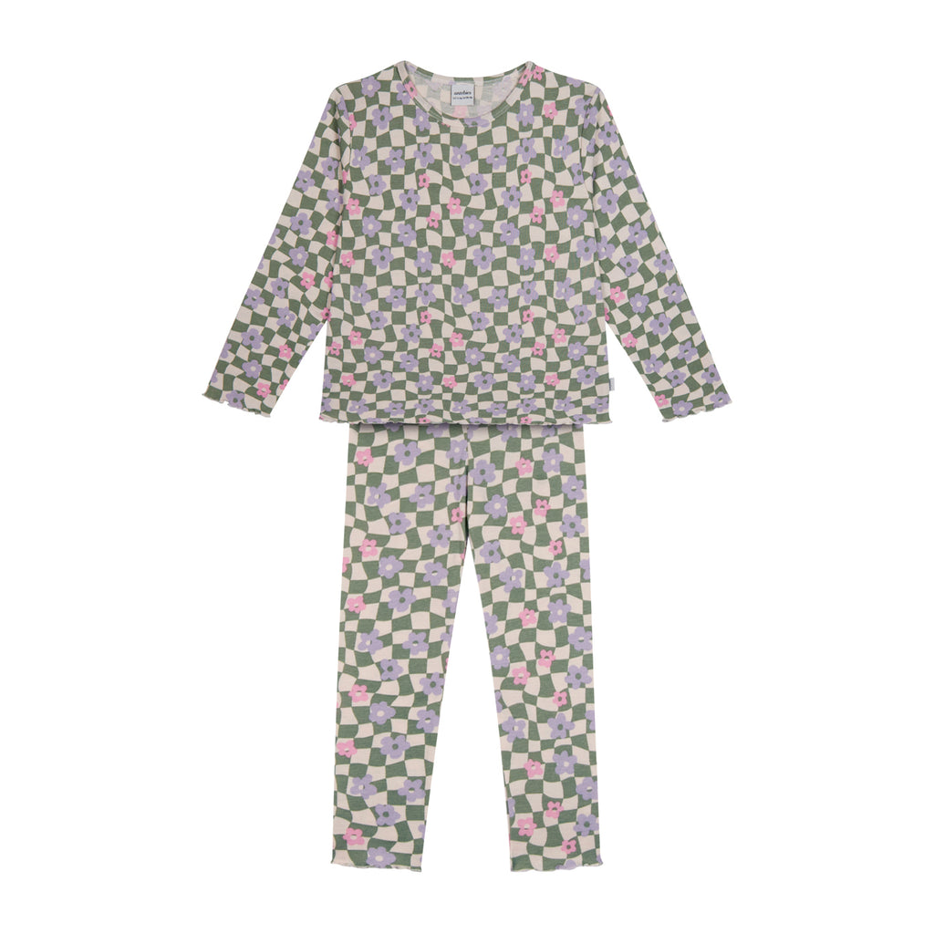 Graphic Flowers  Rib Pyjama 100% Bio-Baumwolle - WikoBaby