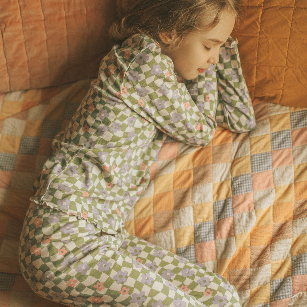 Graphic Flowers  Rib Pyjama 100% Bio-Baumwolle - WikoBaby