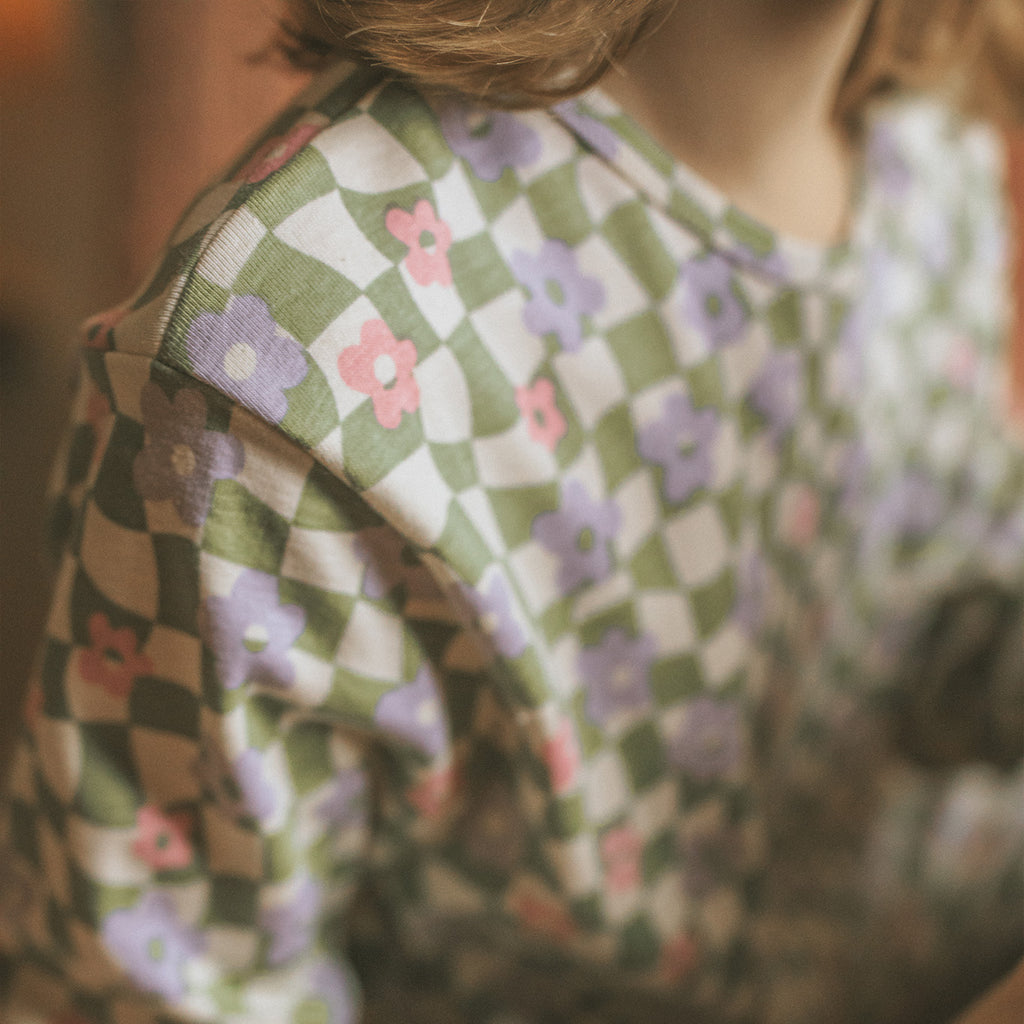 Graphic Flowers  Rib Pyjama 100% Bio-Baumwolle - WikoBaby