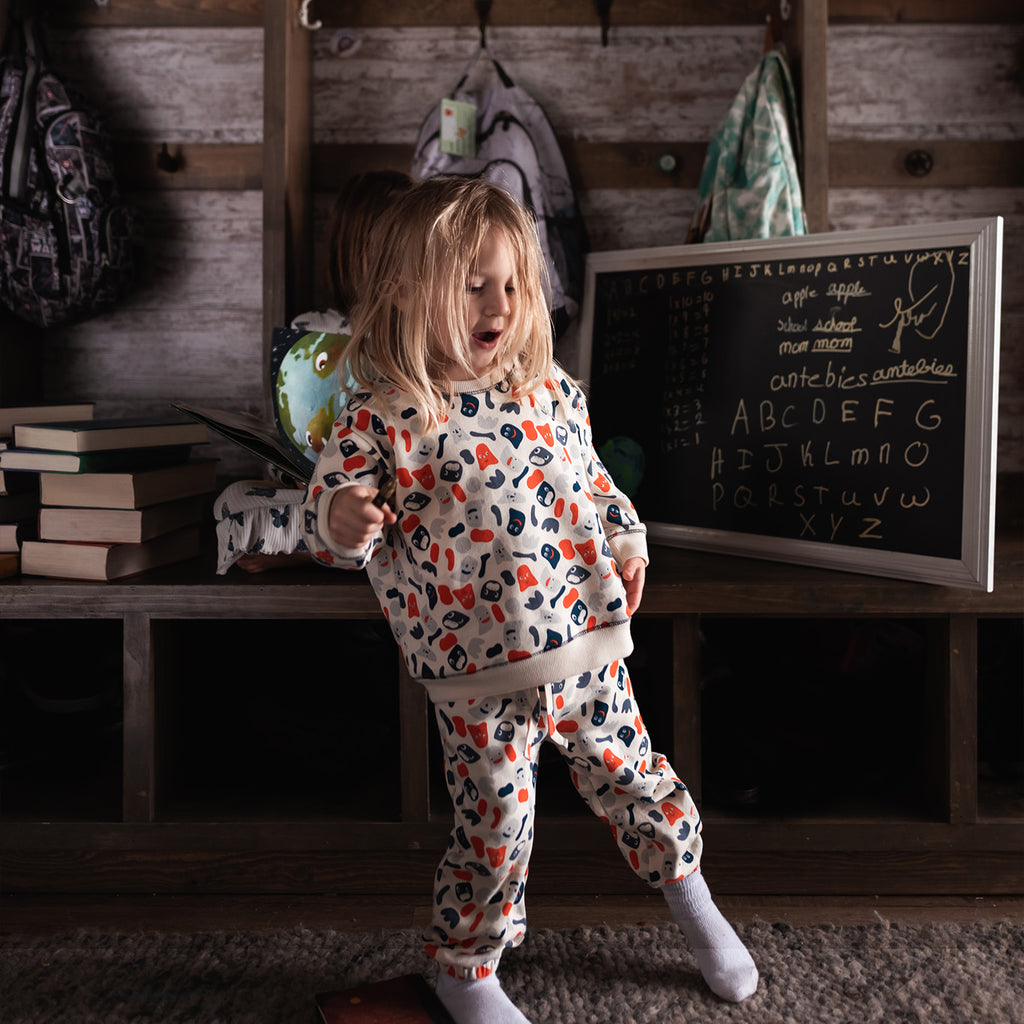 Funny Monsters 3 PLY  Sweatshirt + Pants Set 100% Bio-Baumwolle - WikoBaby