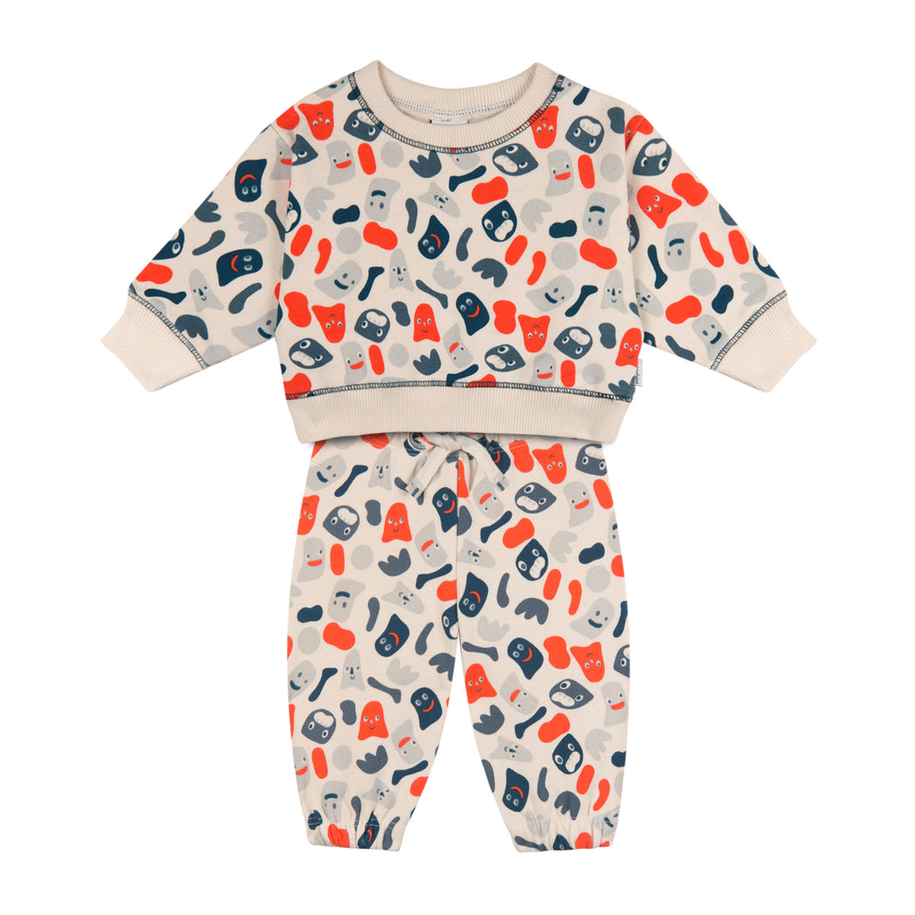 Funny Monsters 3 PLY  Sweatshirt + Pants Set 100% Bio-Baumwolle - WikoBaby