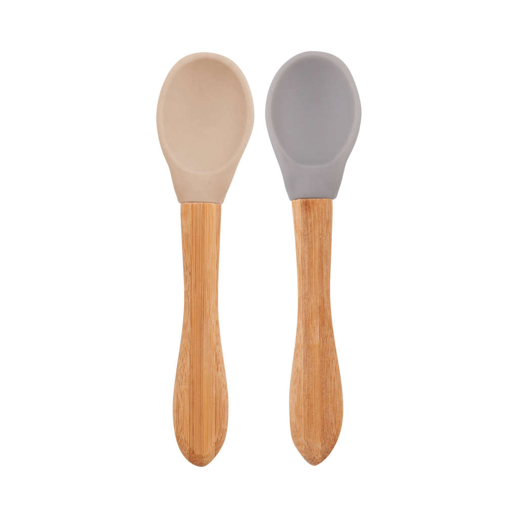 Minikoioi Scoops- Baby und Kinderlöffel (2 Stück) -100 % aus Lebensmittelqualität Silikon und Bambus - WikoBaby