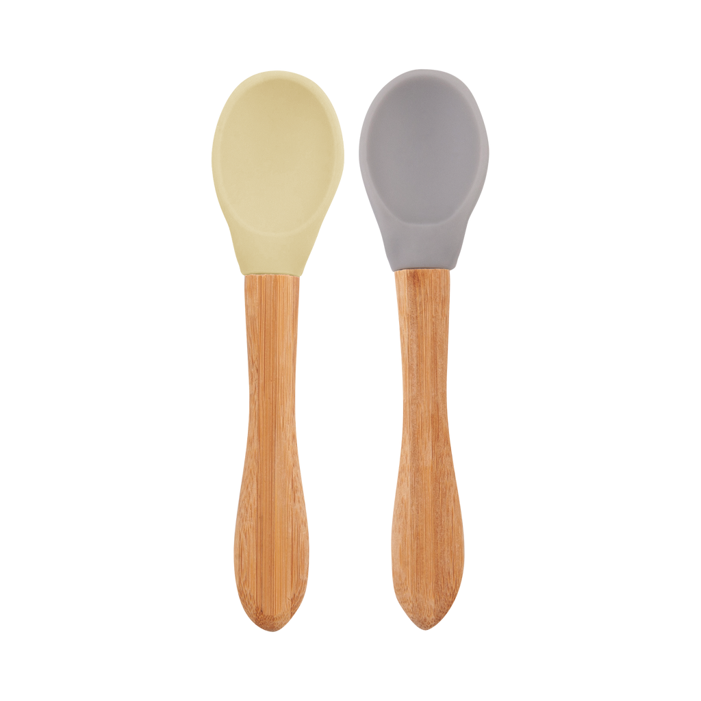 Minikoioi Scoops- Baby und Kinderlöffel (2 Stück) -100 % aus Lebensmittelqualität Silikon und Bambus - WikoBaby