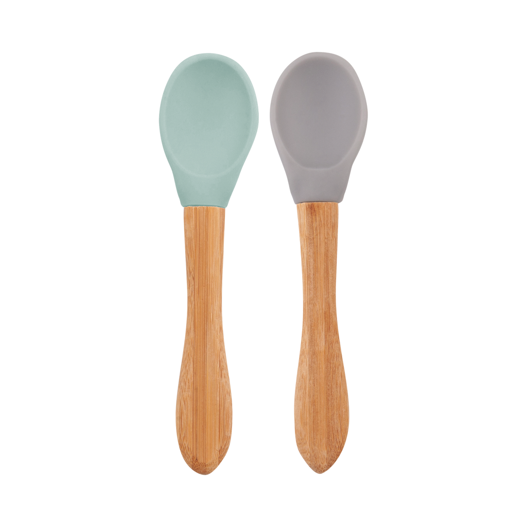 Minikoioi Scoops- Baby und Kinderlöffel (2 Stück) -100 % aus Lebensmittelqualität Silikon und Bambus - WikoBaby