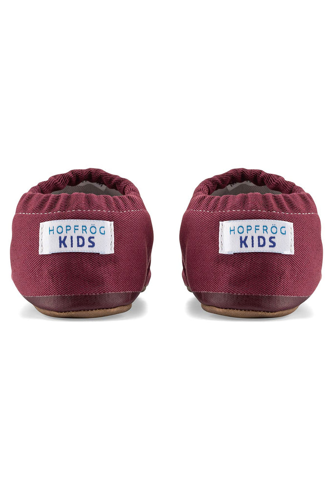 Flying Hearts Hyper - Magenta Purple - Barfuß Kitaschuhe & Hausschuhe - Hopfrög Kids aus weicher 100 % Baumwolle - OrthoFlex® Einlegesohle- BioVegan® Leder - WikoBaby