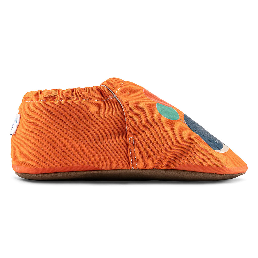 Mobi Kid Hyper - Orange Candy - Barfuß Kitaschuhe & Hausschuhe - Hopfrög Kids aus weicher 100 % Baumwolle - OrthoFlex® Einlegesohle- BioVegan® Leder - WikoBaby