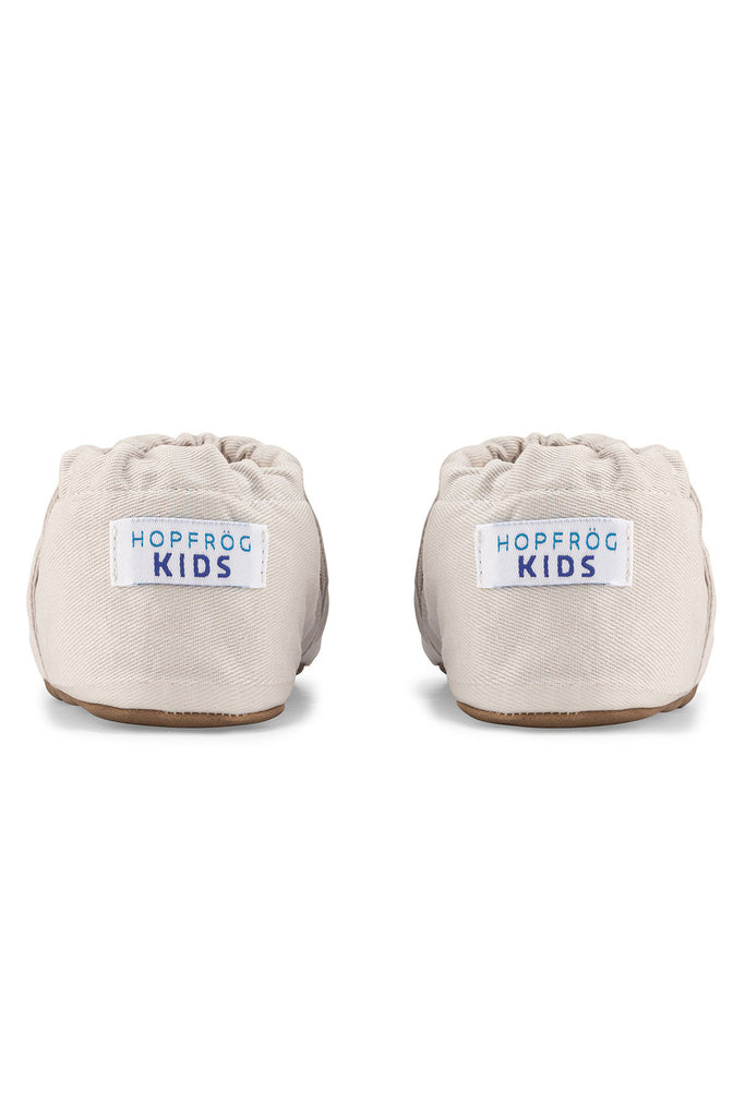 Friendly Hyper - Cool Gray - Barfuß Kitaschuhe & Hausschuhe - Hopfrög Kids aus weicher 100 % Baumwolle - OrthoFlex® Einlegesohle- BioVegan® Leder - WikoBaby