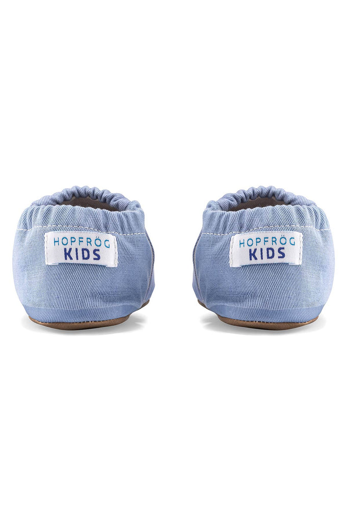 Jack Rabbit Hyper - Denim Blue- Barfuß Kitaschuhe & Hausschuhe - Hopfrög Kids aus weicher 100 % Baumwolle - OrthoFlex® Einlegesohle- BioVegan® Leder - WikoBaby