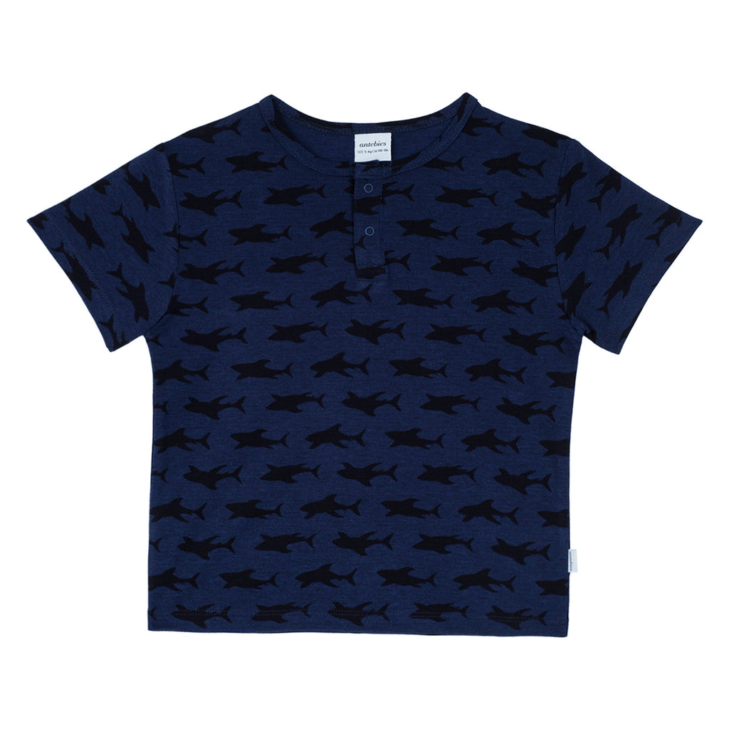 Navy Shark Madness Print Short PJ - WikoBaby