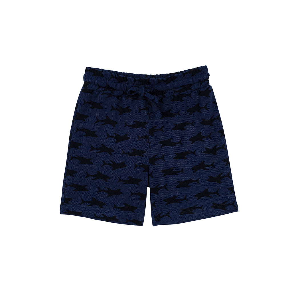 Navy Shark Madness Print Short PJ - WikoBaby