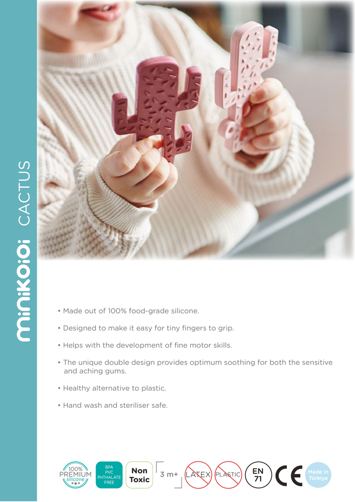Minikoioi Cactus -Beißring - 100 % Lebensmittelqualität Silikon - BPA Frei - WikoBaby