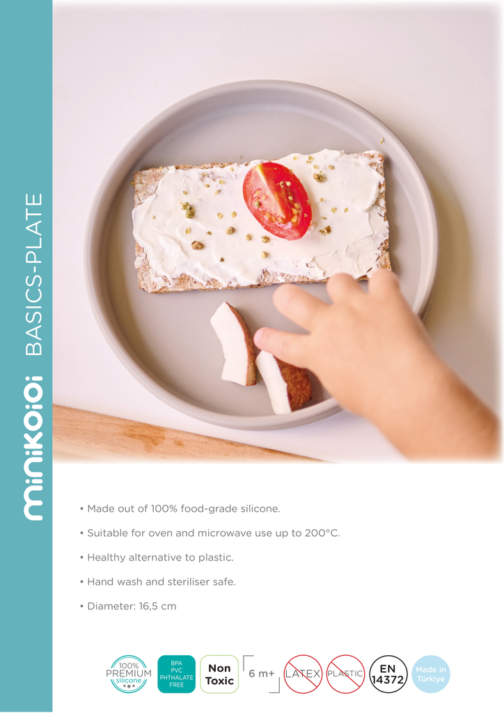 Minikoioi Basics Plate- Kinderteller - 100 % Lebensmittelqualität Silikon - BPA Frei - WikoBaby