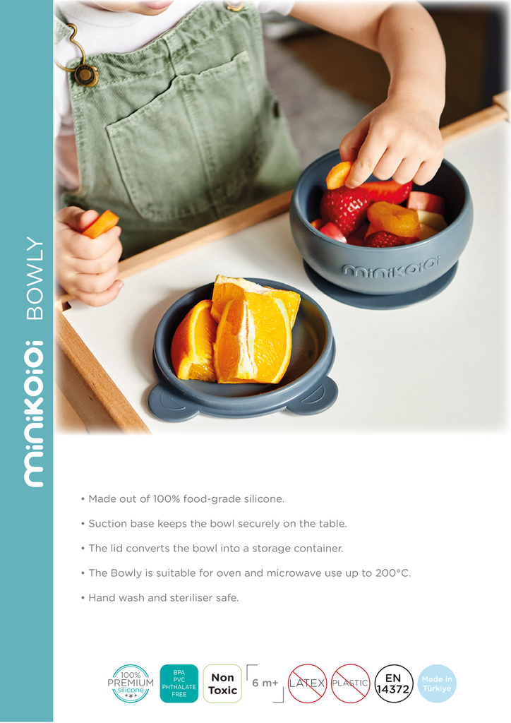 Minikoioi Bowly (Schüssel mit Deckel) - 100 % Lebensmittelqualität Silikon - BPA Frei - WikoBaby