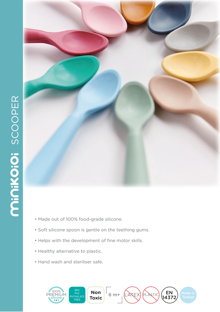 Minikoioi Scooper- Baby und Kinderlöffel - 100 % Lebensmittelqualität Silikon - BPA Frei - WikoBaby