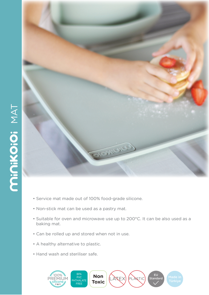 Minikoioi Mat - Kinder Servicematte - 100 % Lebensmittelqualität Silikon -BPA Frei - WikoBaby