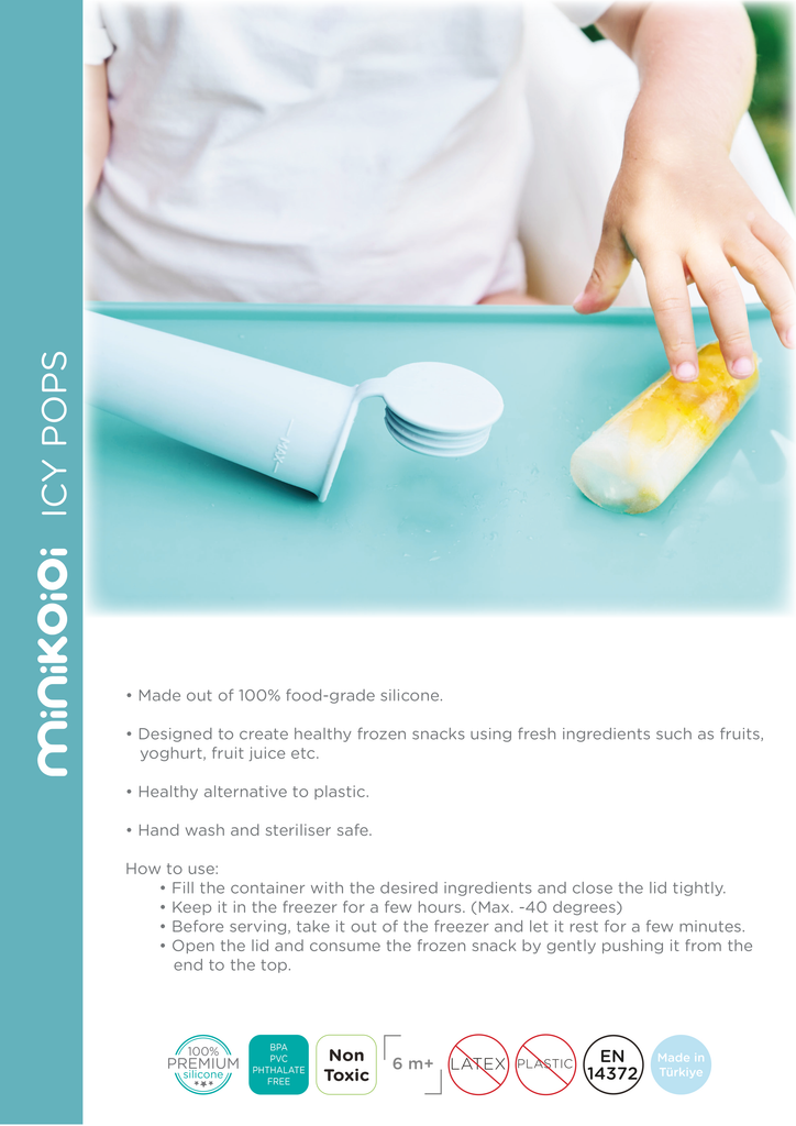 Minikoioi Icy Pops-Eisige Pops -100 % Lebensmittelqualität Silikon - BPA Frei - WikoBaby