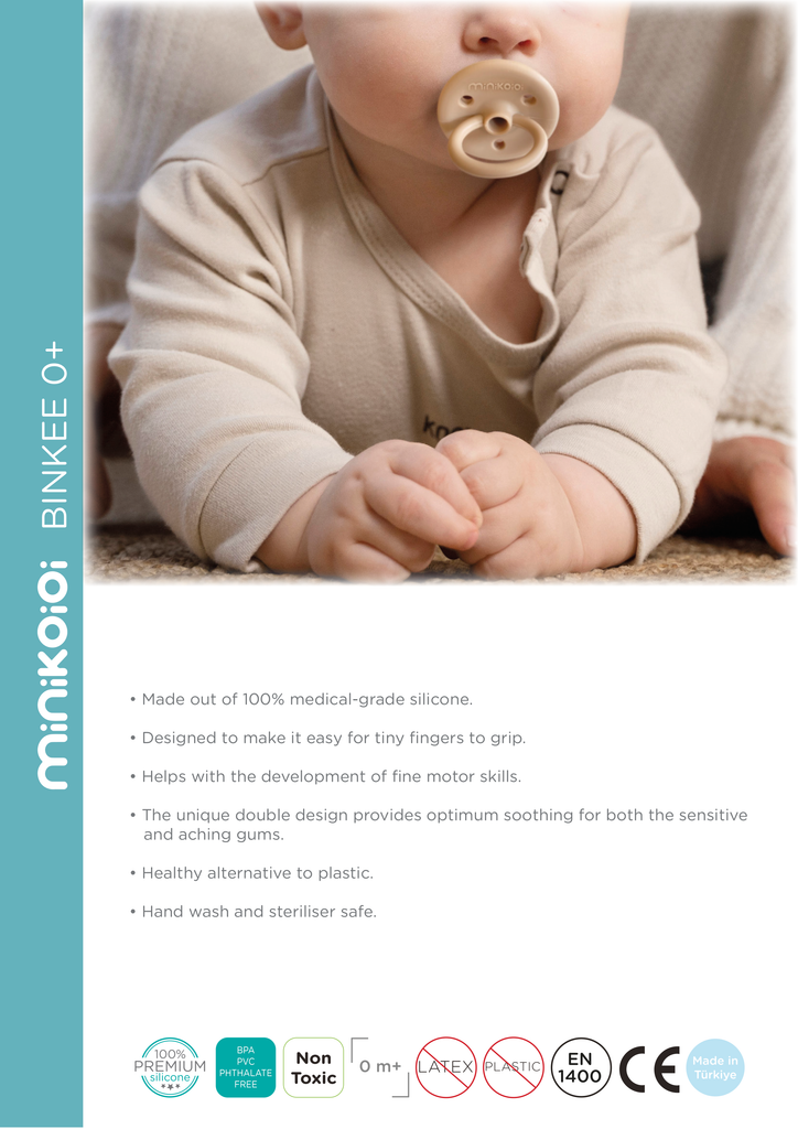 Minikoioi Binkee 0+Monate - 100 % medizinischem Silikon - Schnuller - BPA Frei - WikoBaby