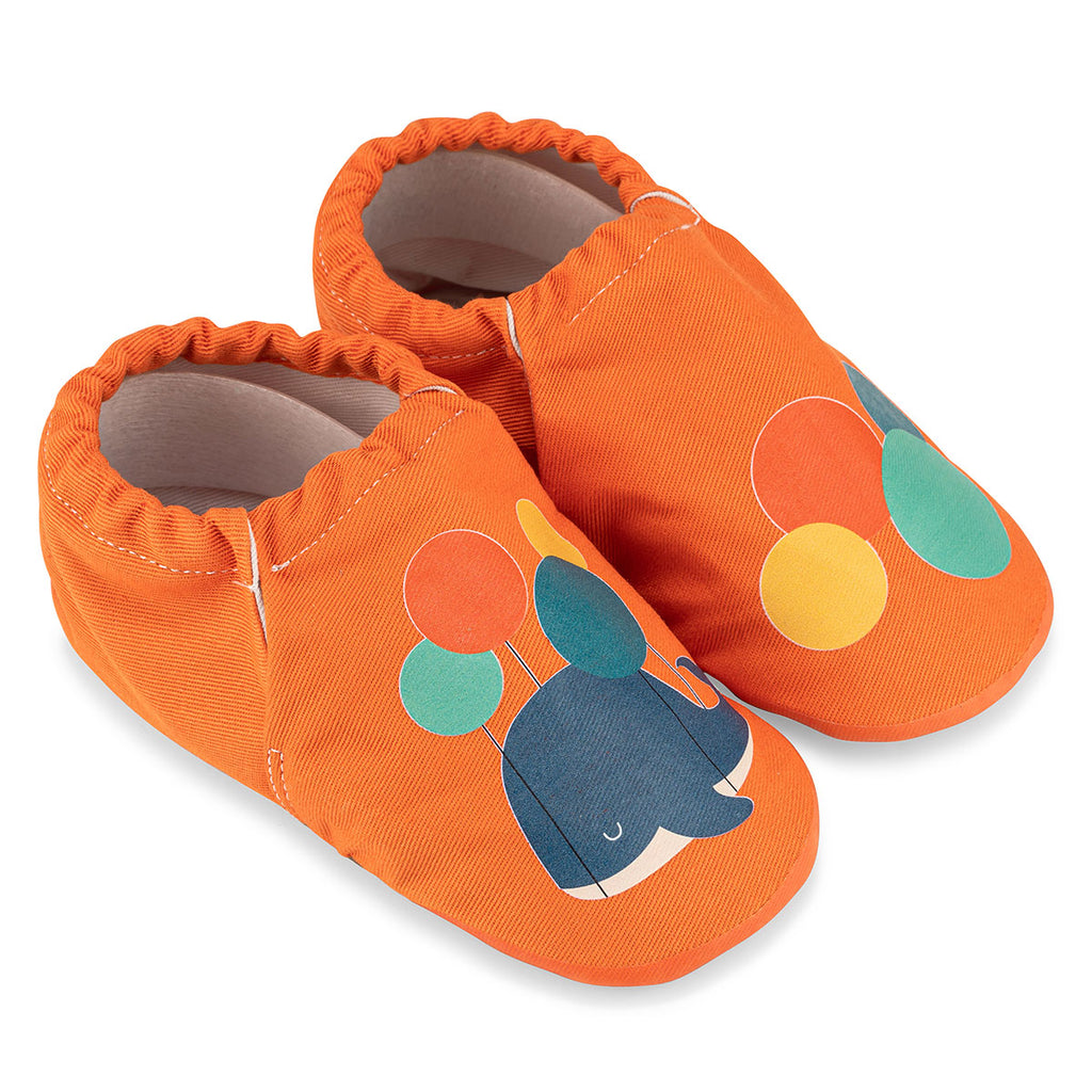 Mobi Kid Hyper - Orange Candy - Barfuß Kitaschuhe & Hausschuhe - Hopfrög Kids aus weicher 100 % Baumwolle - OrthoFlex® Einlegesohle- BioVegan® Leder - WikoBaby